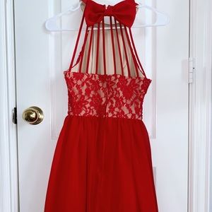 red woman’s formal/homecoming dress